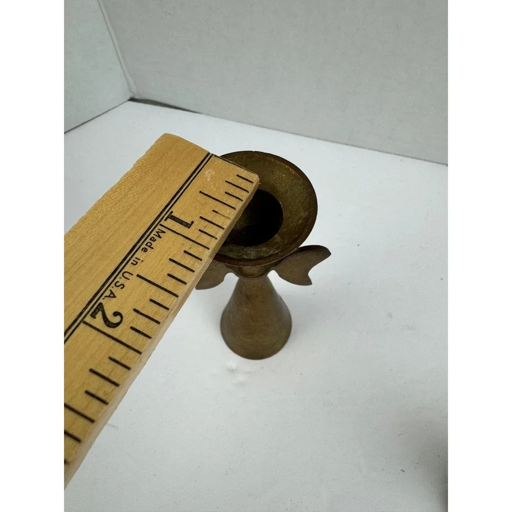Vintage Brass Angel Candle Holder and Snuffer Set Made in India Gold Taper 2pc